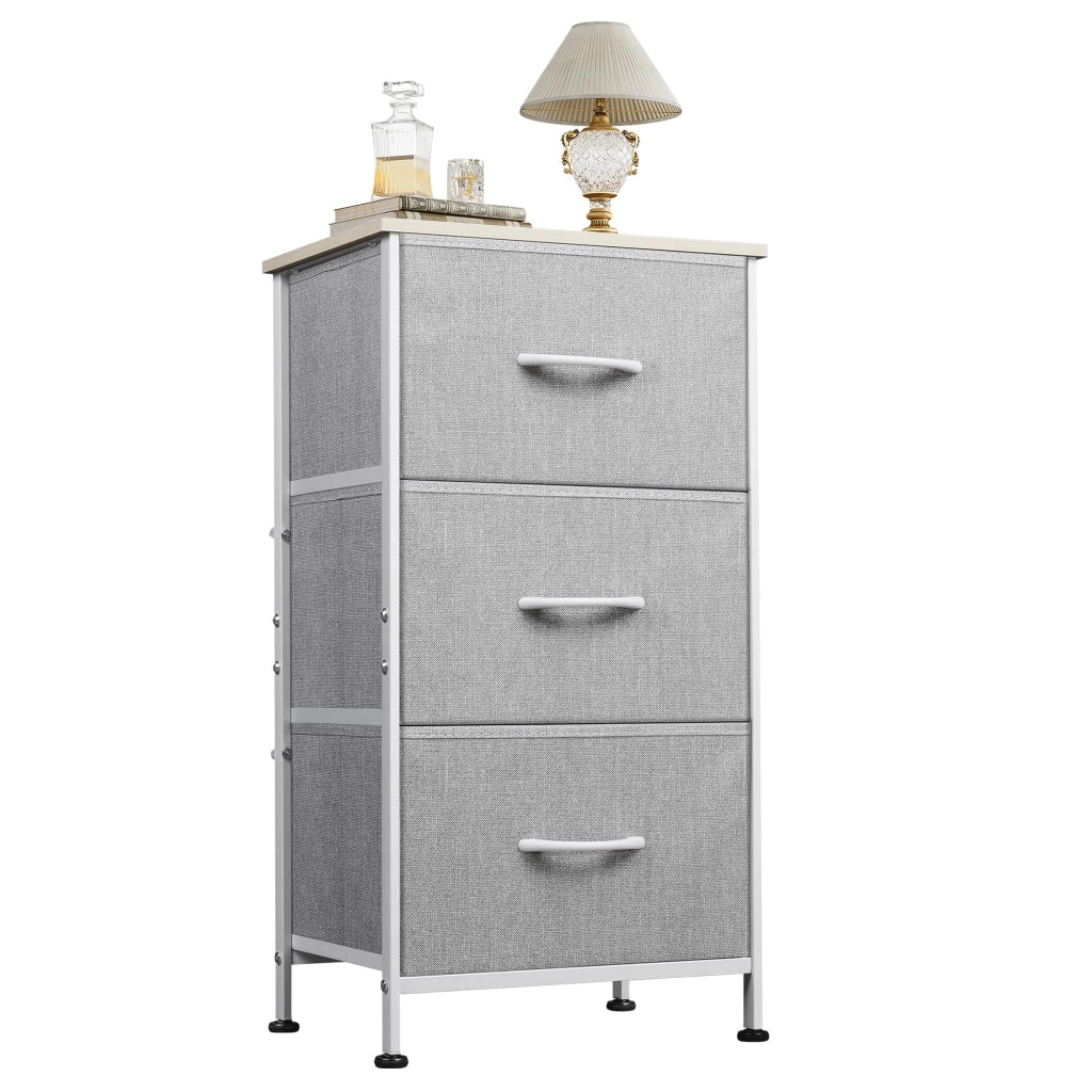 Cassettiera con 3 cassetti in tessuto ¨C zephmum ¨C grigio chiaro 60x40x80