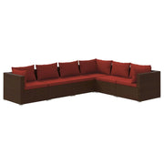 Set di mobili da giardino per esterni 6 pz con cuscini in polyrattan marrone 02_0016902
