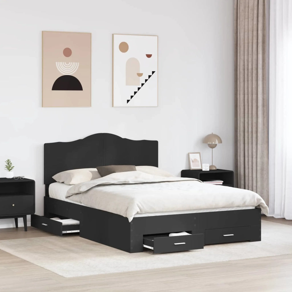 Struttura del letto Nero 140 x 190 cm Legno multistrato