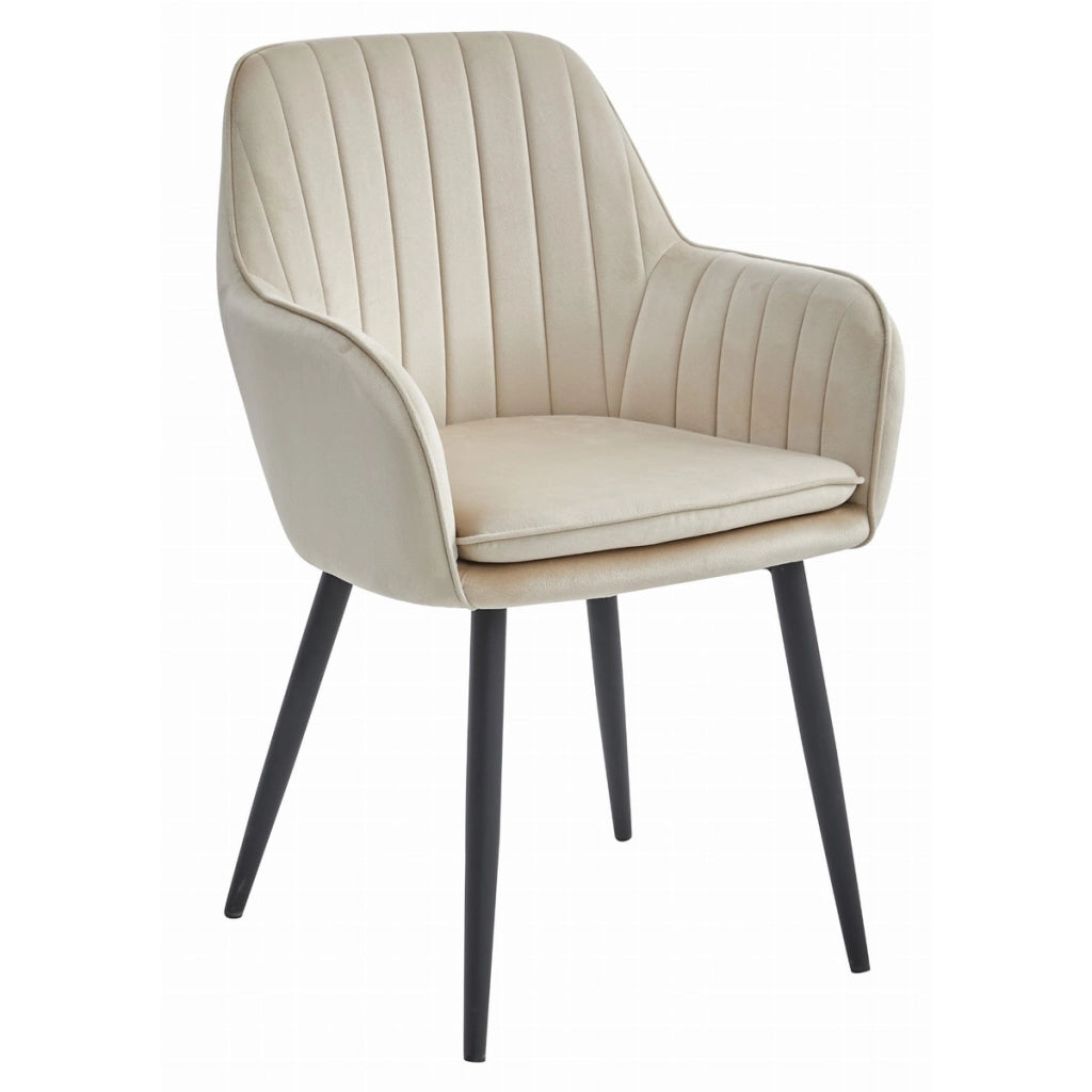 Set di 2 sedie LUGO in velluto beige con gambe nere