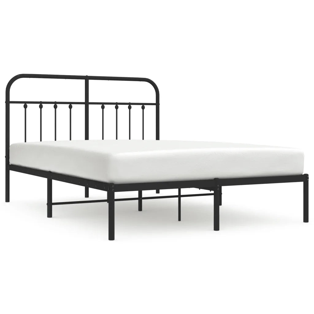 Letto matrimoniale | Letto per adulti | Giroletto con Testiera in Metallo Nero 140x190 cm