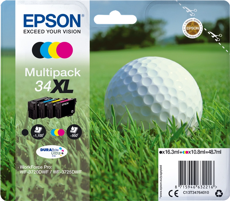 Epson Golf ball Multipack 4-colours 34XL DURABrite Ultra Ink