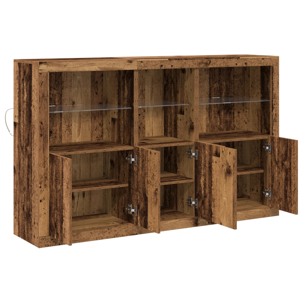 Sideboard con luci LED Legno Vecchio 162x37x100 cm Legno ingegnerizzato