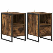 Set di 2 Comodini | Armadio da Notte | Mobiletto da notte con cassetto Quercia Fumosa 39,5 x 30 x 50 cm