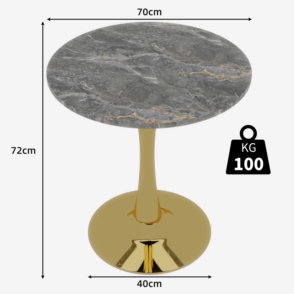 Tavolino da Caff¨¨ Rotondo ¨C MINIMAL ¨C Piano in Marmo Grigio, Design Moderno, 70 cm