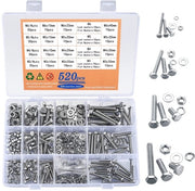 Insacco di Viti 520 pezzi - Viti a 6 lobi/ viti a rondella/ringhiere - Acciaio inossidabile - M3/M4/M5/M6 - Materiale di fissaggio - Pacchetto completo