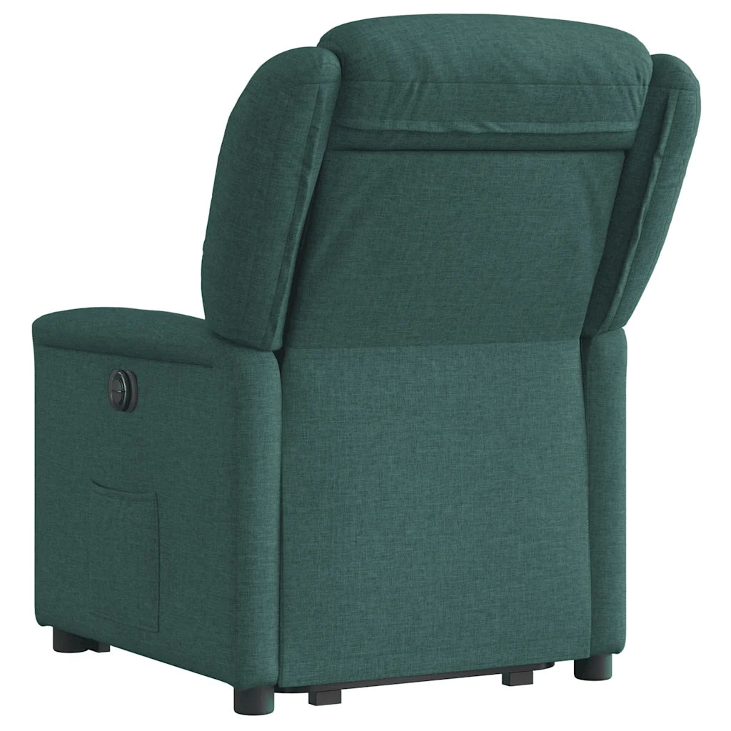 Poltrona Alzapersona Reclinabile Elettrica Verde Scuro Tessuto 3303220