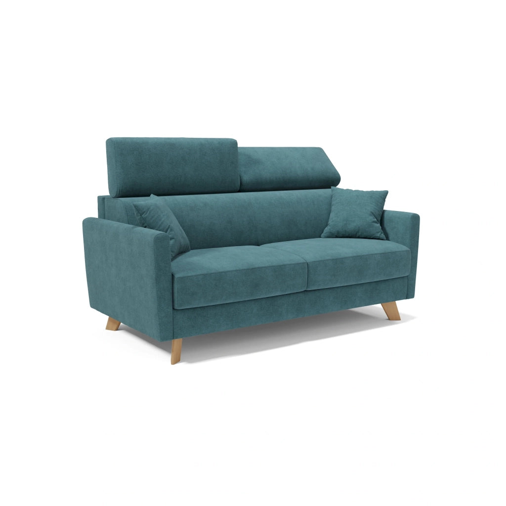 Francy Divano letto matrimoniale con poggiatesta regolabili in tessuto impermeabile e smacchiabile T17 180 cm (mat. 140x197) petrolio