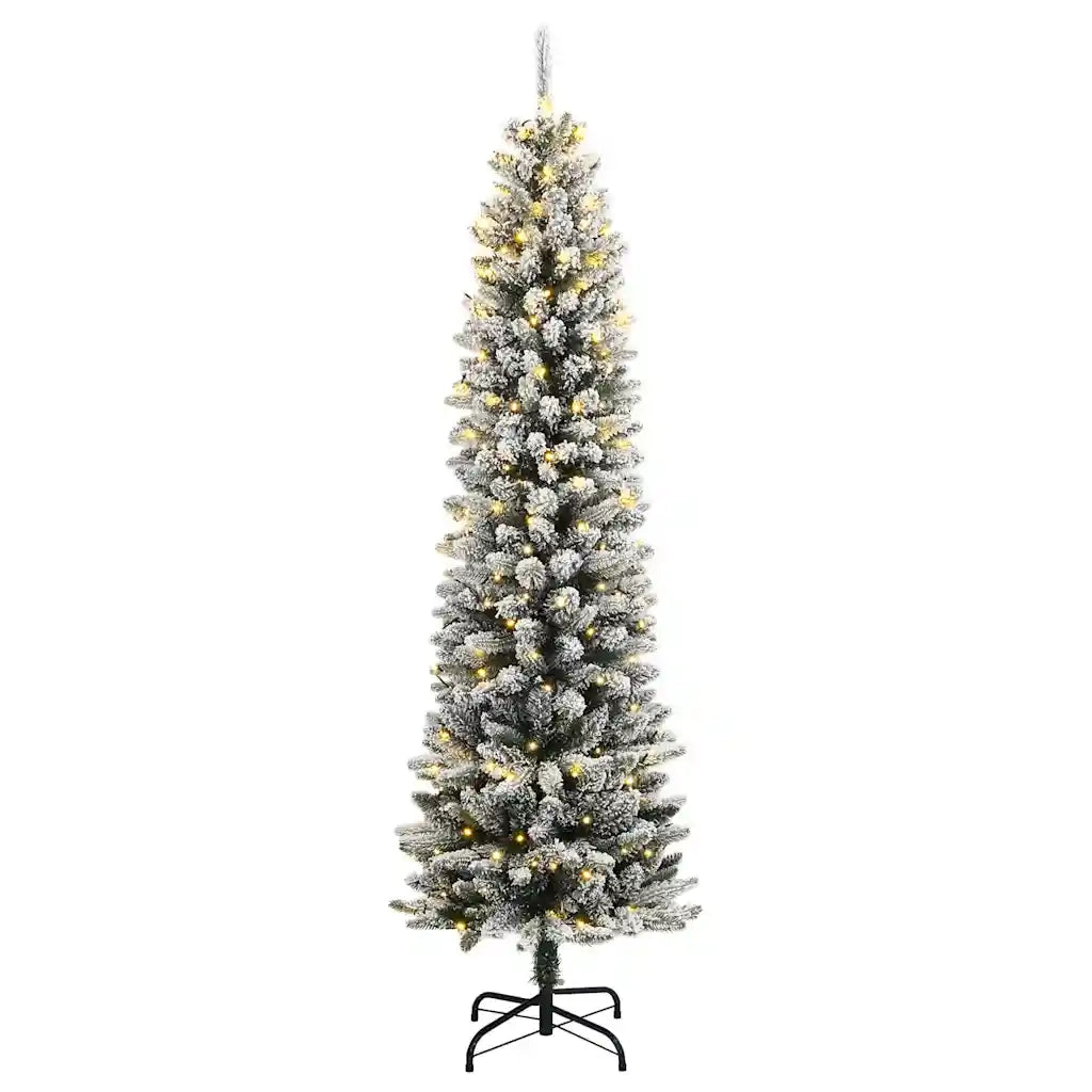 vidaXL Albero di Natale Artificiale con 150 LED e Neve Fioccata 150 cm