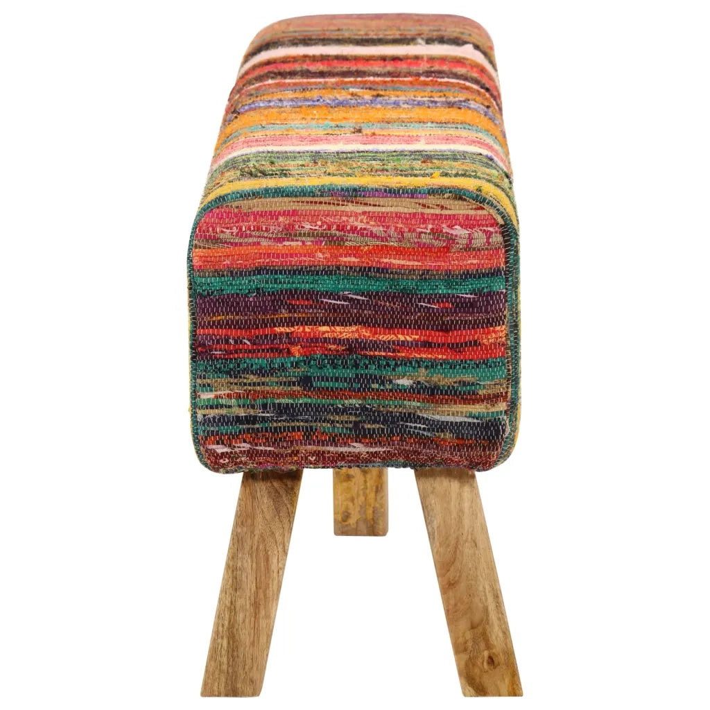 Panca Multicolore 160 cm Tessuto Chindi e Legno Massello Mangocod mxl 110333