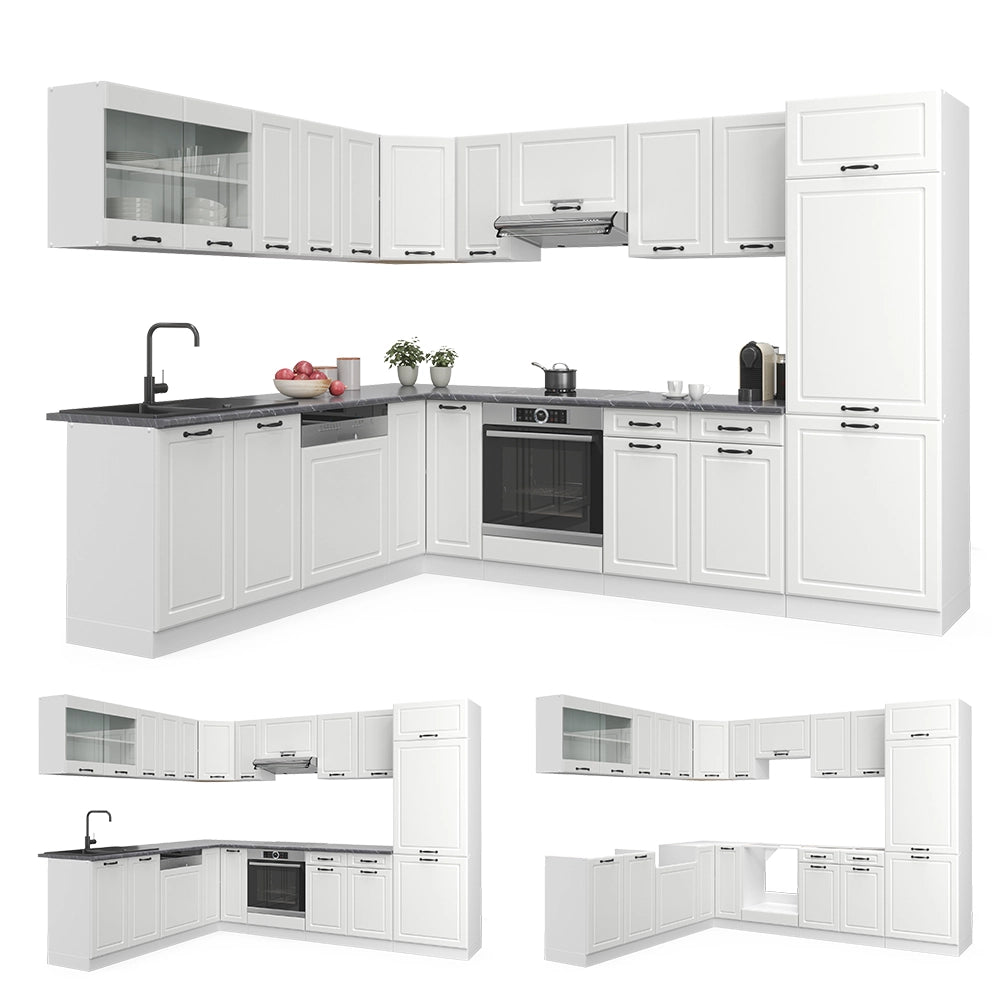 Vicco Cucina angolare completa Casa di campagna bianca/bianco 227 x 287 cm , PL Rovere