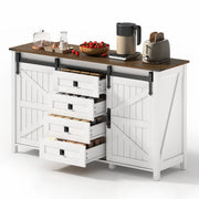 Credenza con 2 ante scorrevoli e 4 cassetti - per cucina e soggiorno - in MDF - 137 x 40 x 81.5 cm - bianco