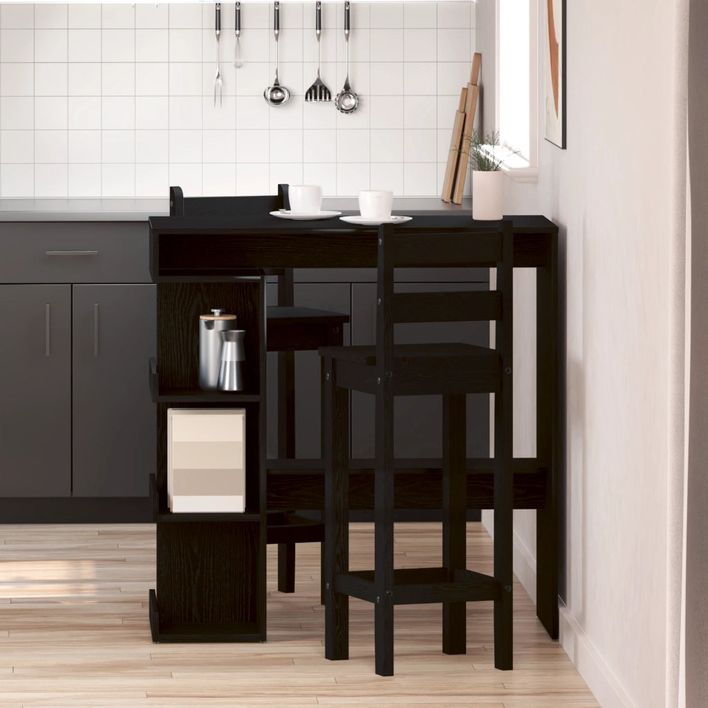 Tavolo da bar in rovere nero con rack per riporre, 100x50x101.5 cm