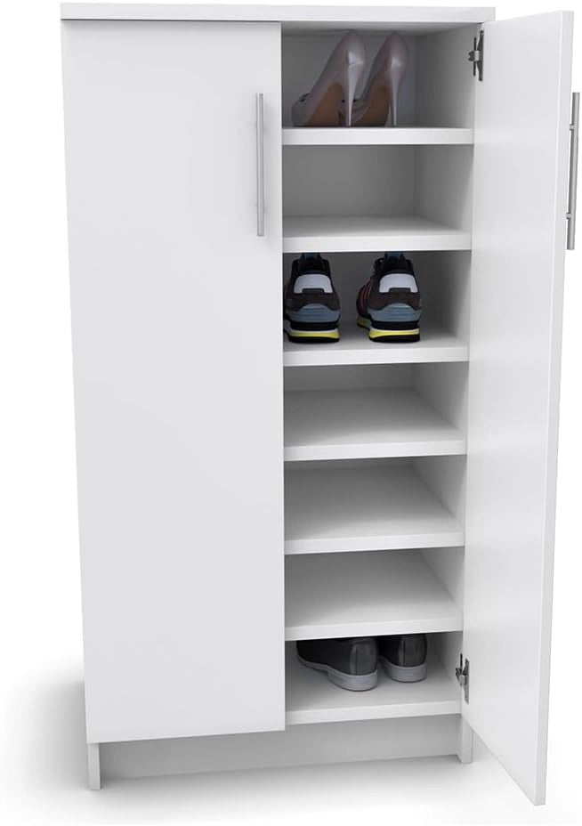 Mobile porta scarpe Dalia, Bianco, 56 x 108 cm, adatto per riporre fino a 21 paia di scarpe