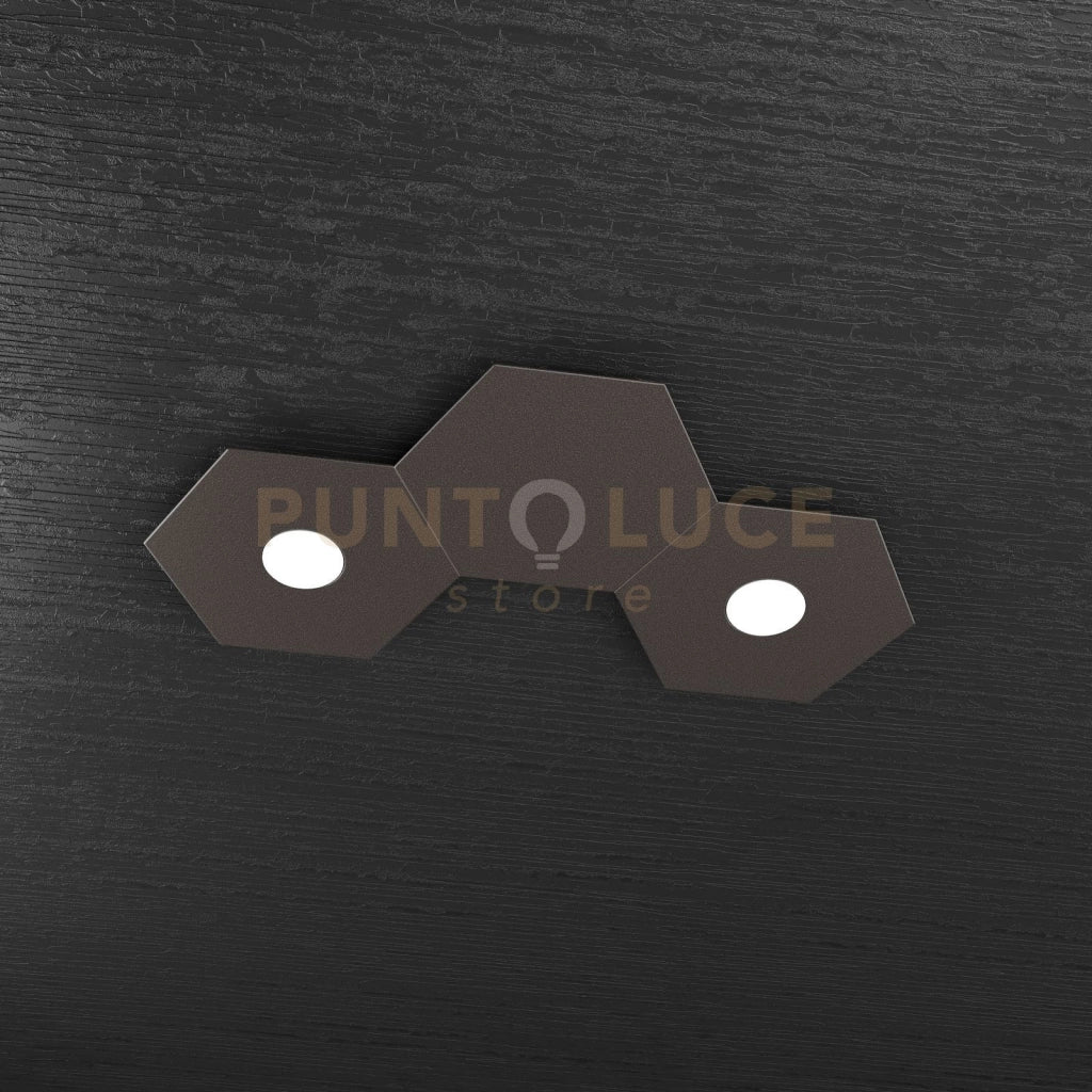 HEXAGON APPLIQUE-PLAFONIERA 2 LUCI + 1 DECORATIVO MARRONE 1142-2L1D-MA