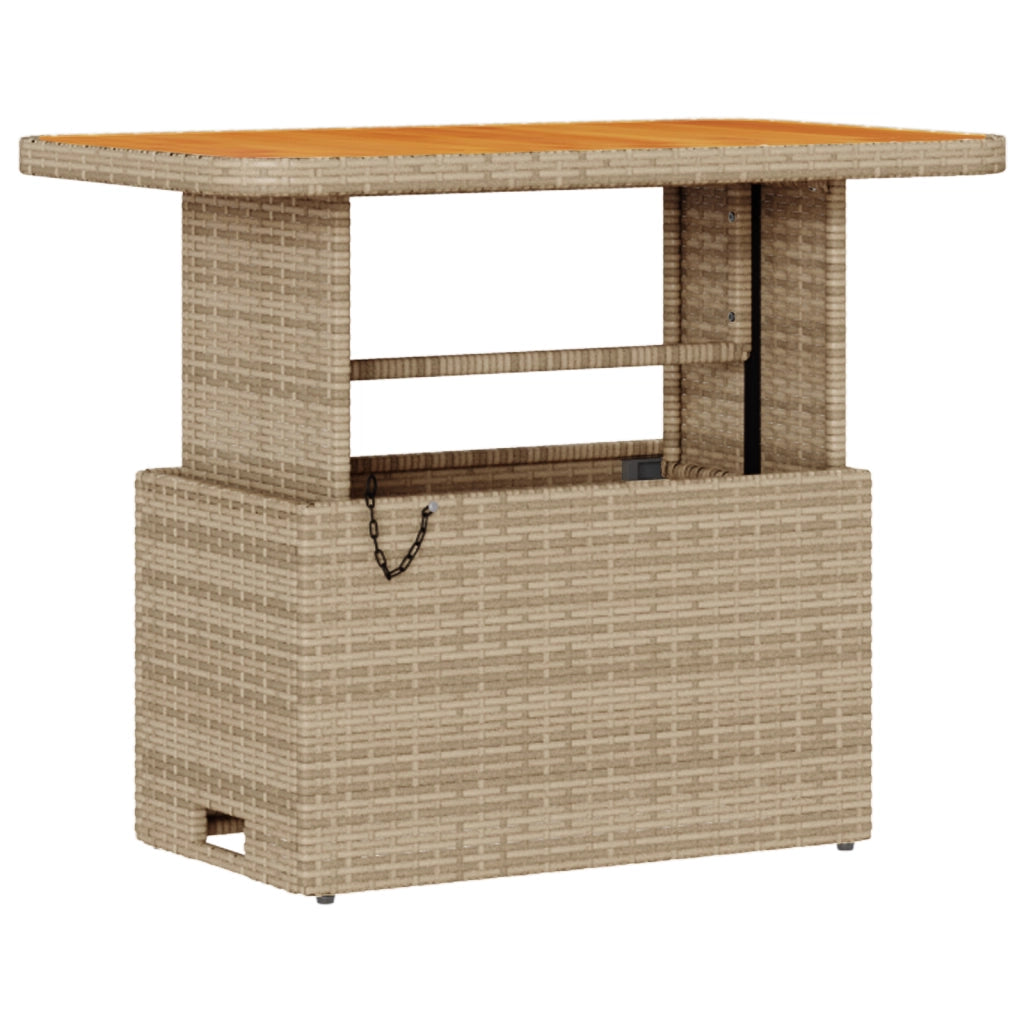 Set da Pranzo da Giardino 3 Pezzi con Cuscini Beige in Polyrattan e Acacia
