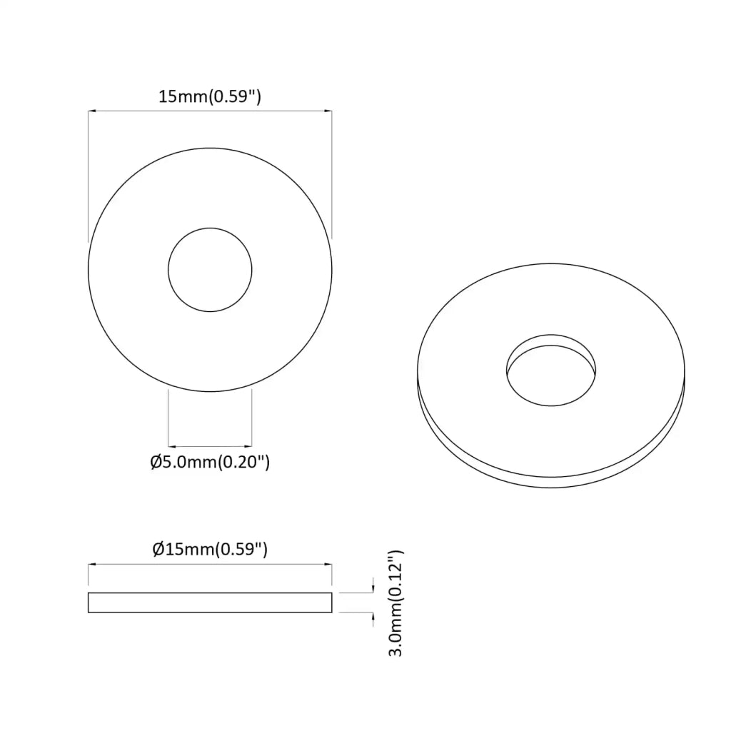 adatto per Rondella Piatta 2 pz Nero ?15 x 3 mm Copolimero PVC CFW3156059