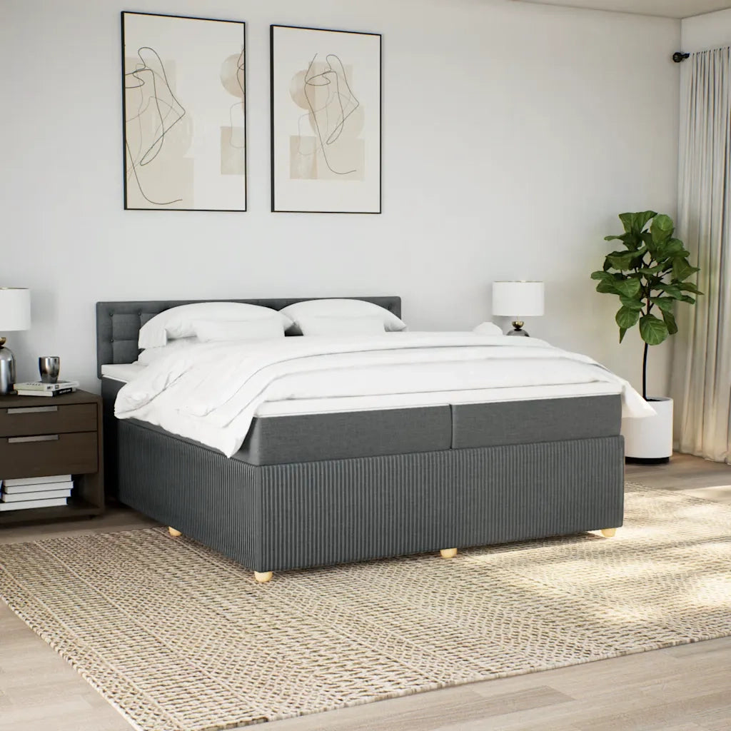 Giroletto a Molle con Materasso Grigio Scuro 200x200 cm Tessuto 3289878