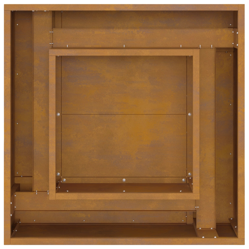Caminetto Quadrato 60x60x30 cm in Acciaio Resistente alle Intemperie