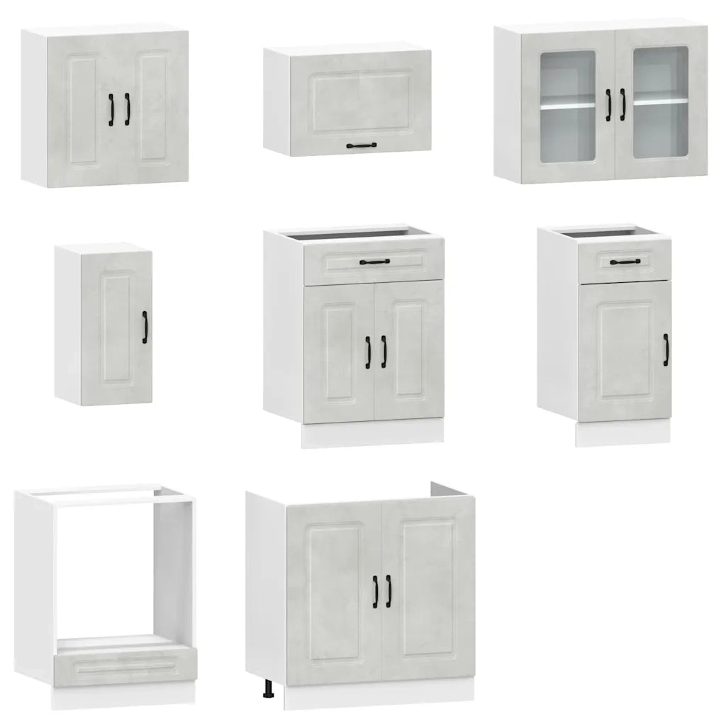 Set Mobili da Cucina 8 pz Kalmar Grigio Cemento in Truciolato 3314825