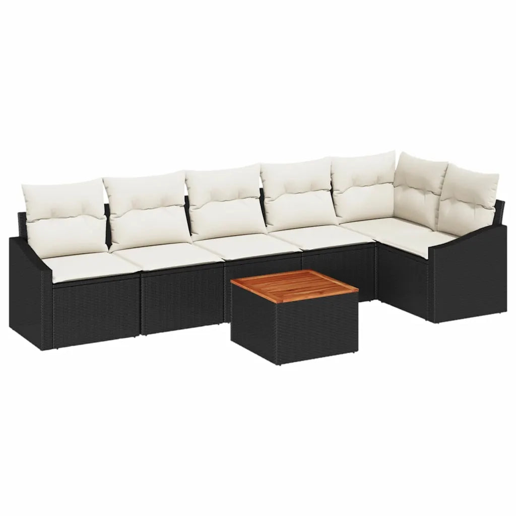 Set Divano da Giardino con cuscino 7 pcs Nero polyrattan 3347838