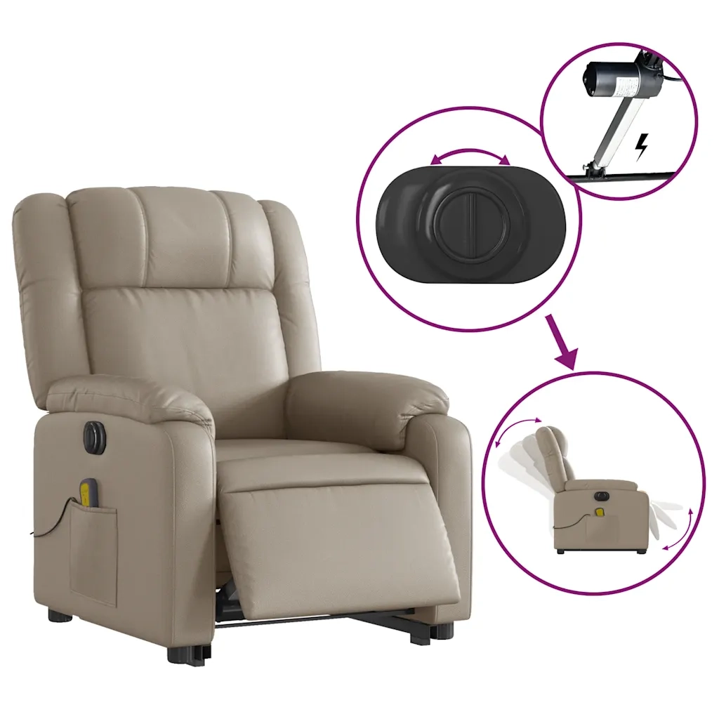 Poltrona Alzapersona Massaggio Elettrica Cappuccino Similpelle 3205177