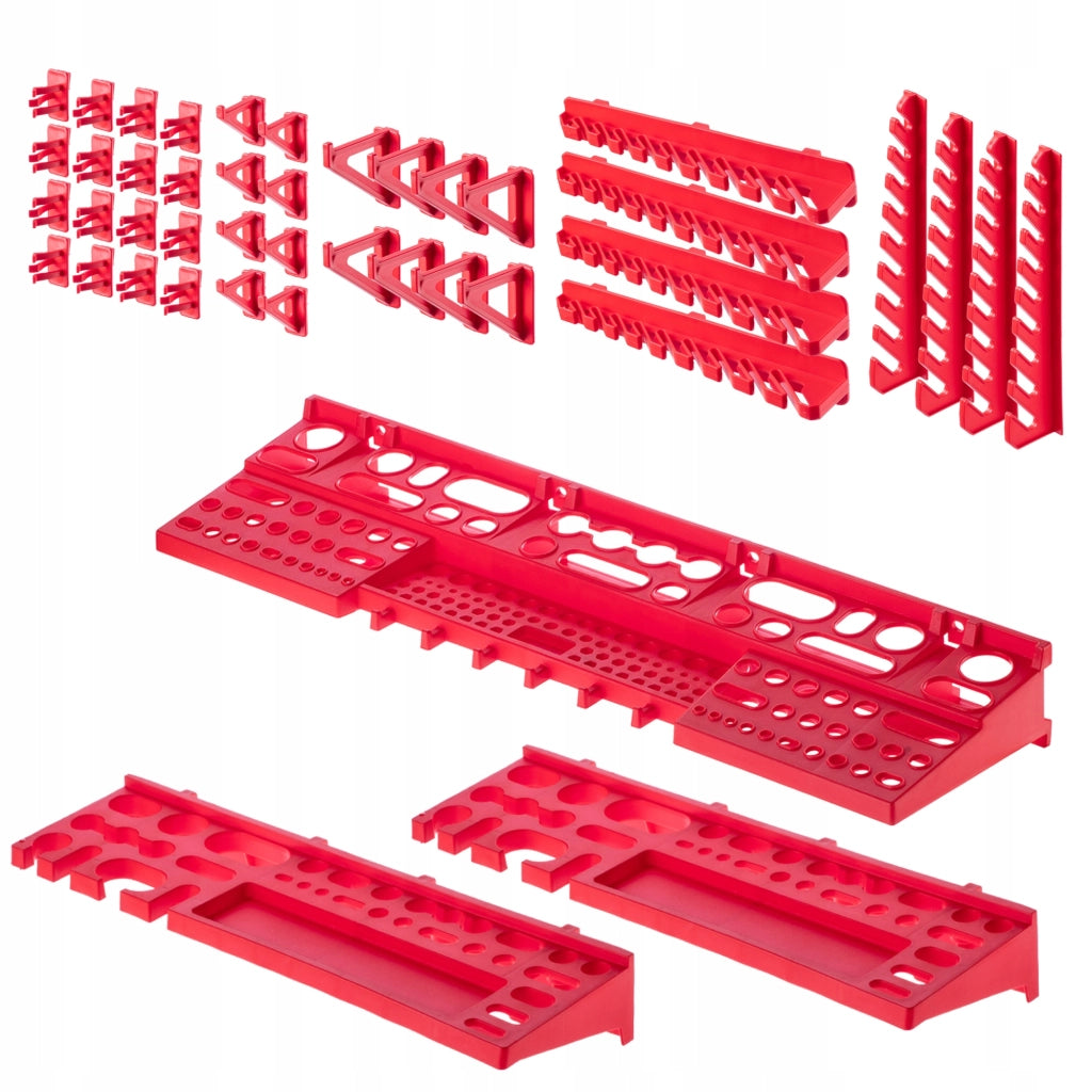 Pannello portautensili da parete KADAX per officina, 116x78 cm, 12 vassoi, 40 supporti, garage.