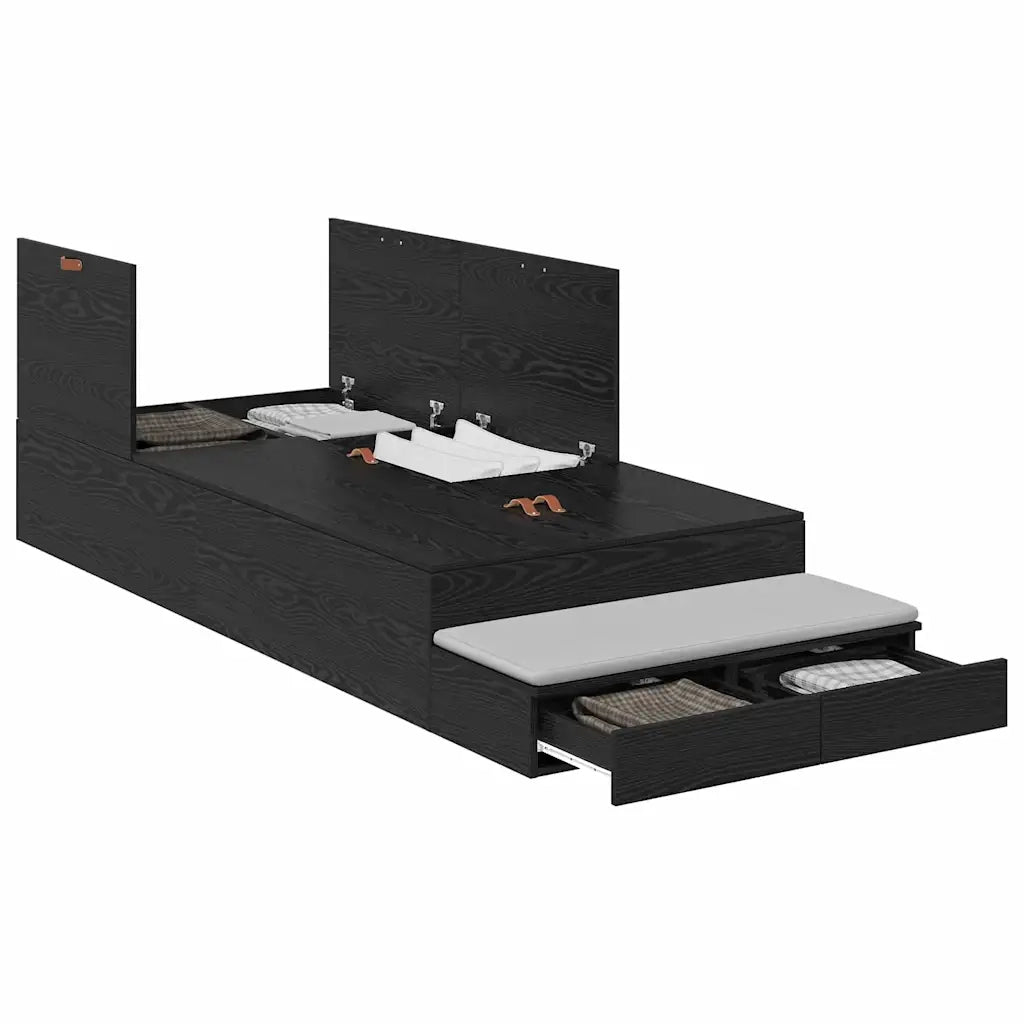 Struttura letto con contenitore con cassetto Rovere Nero 90 cm 3335606