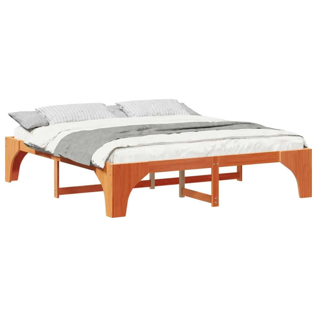 Struttura del letto Marrone 200 x 200 cm Pino massello 872976