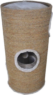 Gatto con 2 livelli e 3 aperture - Ø 36 cm x 70 cm con pelle di sisal inclusa e topo giocattolo