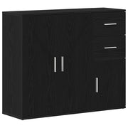 Credenza | Madia | Buffet da pranzo | Armadio da pranzo Rovere Nero 91x29,5x75 cm Legno Massello di Argilla