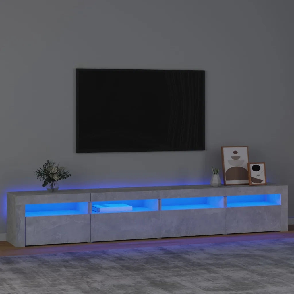 Mobile TV | Armadietto TV | Mobile Porta TV con Luci LED Grigio Cemento 240x35x40 cm
