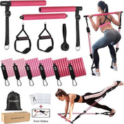 Set di resistenze per Pilates con 6 cinture di resistenza 20/30/40lbs o 30/40/50lbs, cinture di resistenza regolabili e rimovibili, barra per Pilates, maniglie, anello per porta
