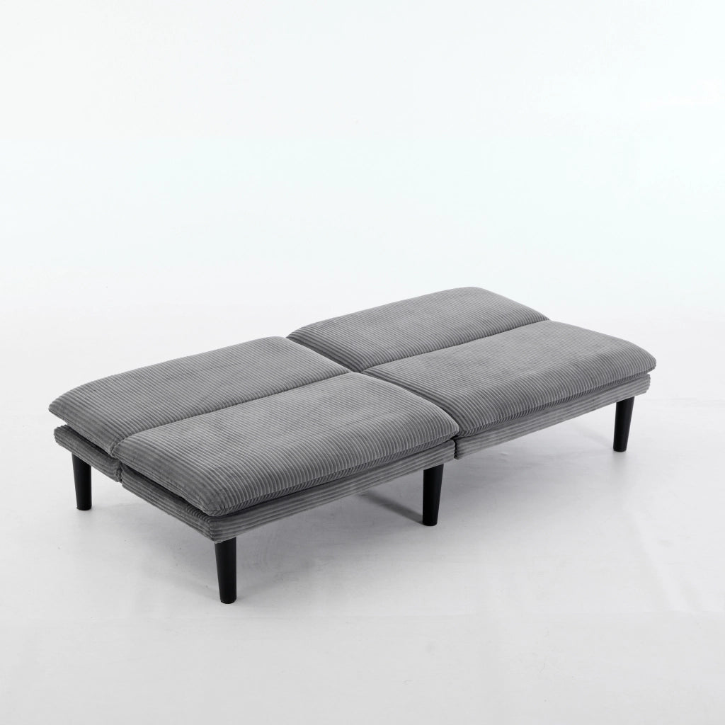 Divano 2 Posti Reclinabile ¨C MINIMAL ¨C Velluto Grigio, Gambe Nere, Struttura in Legno