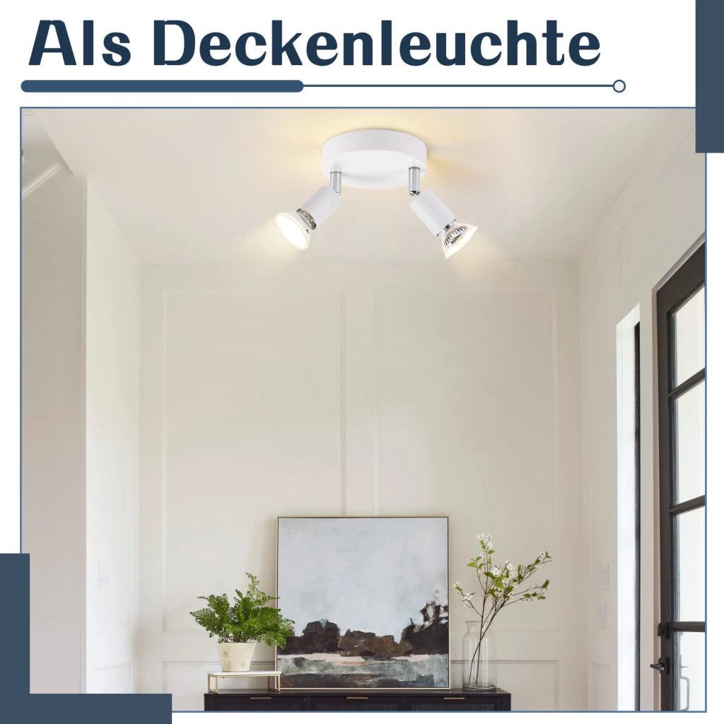 ZMH Faretto da soffitto bianchi 2 luci GU10 moderni rotondi orientabili 350° per camera letto soggiorno senza lampadina