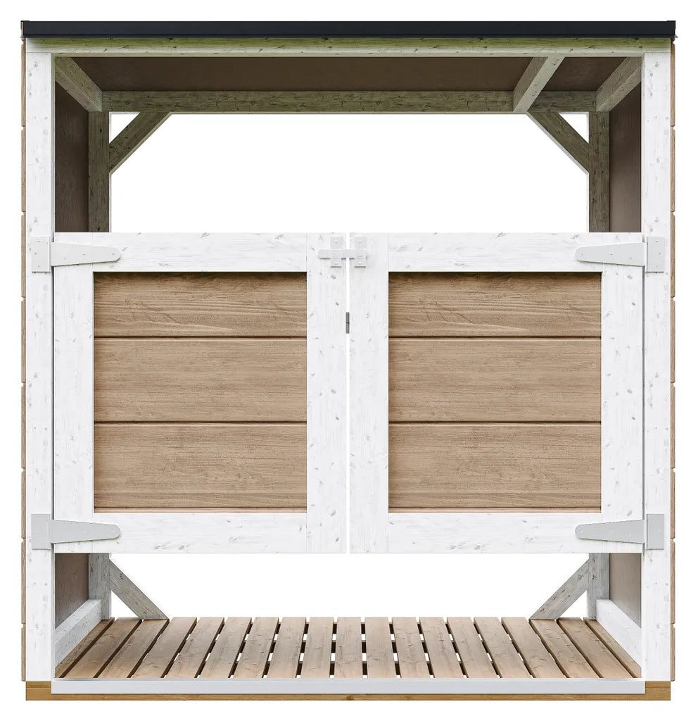 Ricovero per bidoni da giardino 2x240L TIMBELA M980A-TERRA BROWN