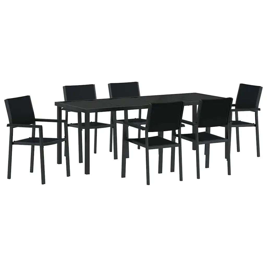 Set da Pranzo per Giardino 7 pcs Nero 3379154