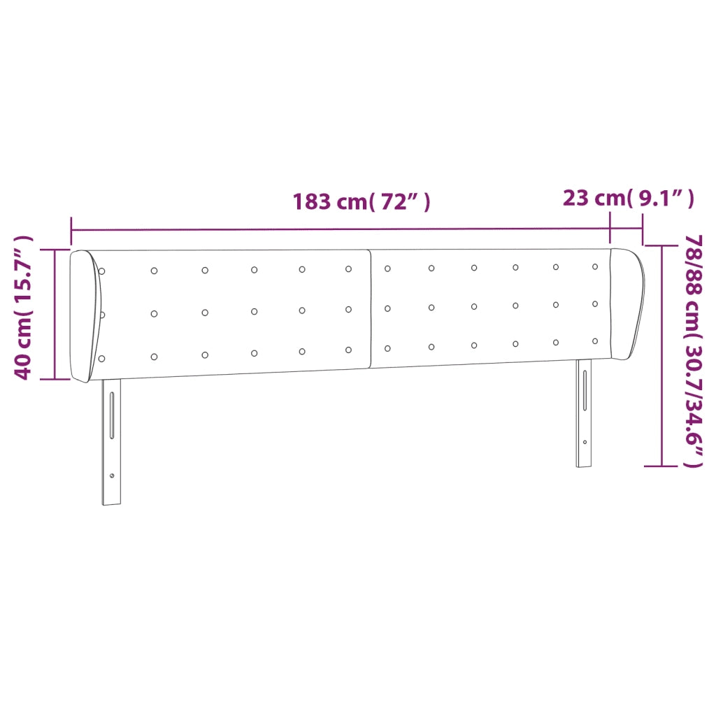 Testiera ad Orecchio Marrone Scuro 183x23x78/88 cm in Tessuto 3117595