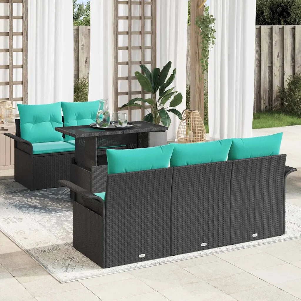 Set Divano da Giardino 6 pcs Nero Rattan in Polipropilene 3356939