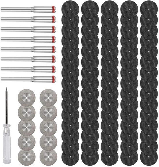 Set di dischi abrasivi mini per lavori di precisione, 60 lame per sega e 10 lame per sega circolare, inclusi 8 accessori di tenuta a 3 mm - Per acciaio inox e lavorazione del metallo