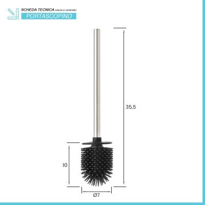 Scopino di ricambio per wc con setole in silicone e manico acciaio cromo