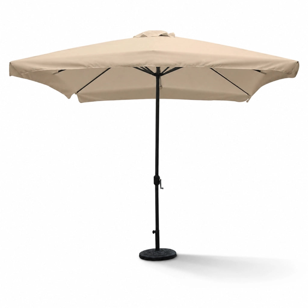 Parasole Quadrato Per Esterno Ombrellone Con Sistema A Manovella Copertura In Tessuto Poliestere Cotone Struttura Robusta In Acciaio Ideale Per Giardino Cortile Terrazza Piscina Area Living 3x3 Metri Tortora