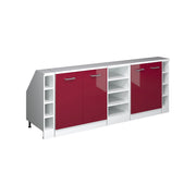 Set di mobili sottotetto Rion Rosso lucido/Bianco 210 cm Set di 5 carcasse armadio profondità 60 cm Vicco