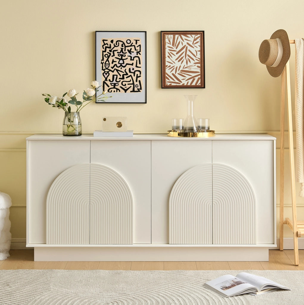 Sideboard bianco con 4 porte in MDF; 160 x 38 x 80 cm