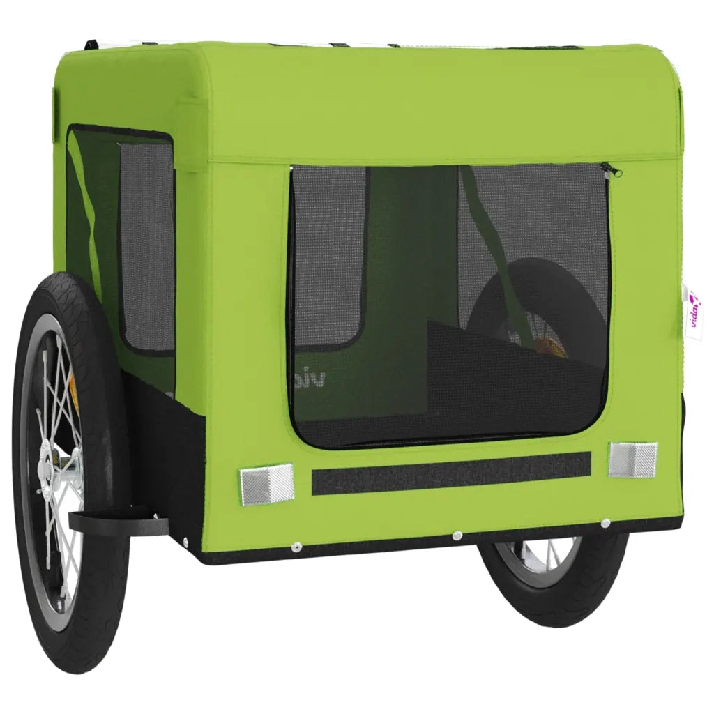 Rimorchio da Bici per Animali Verde e Nero Oxford e Ferro CFW2952804