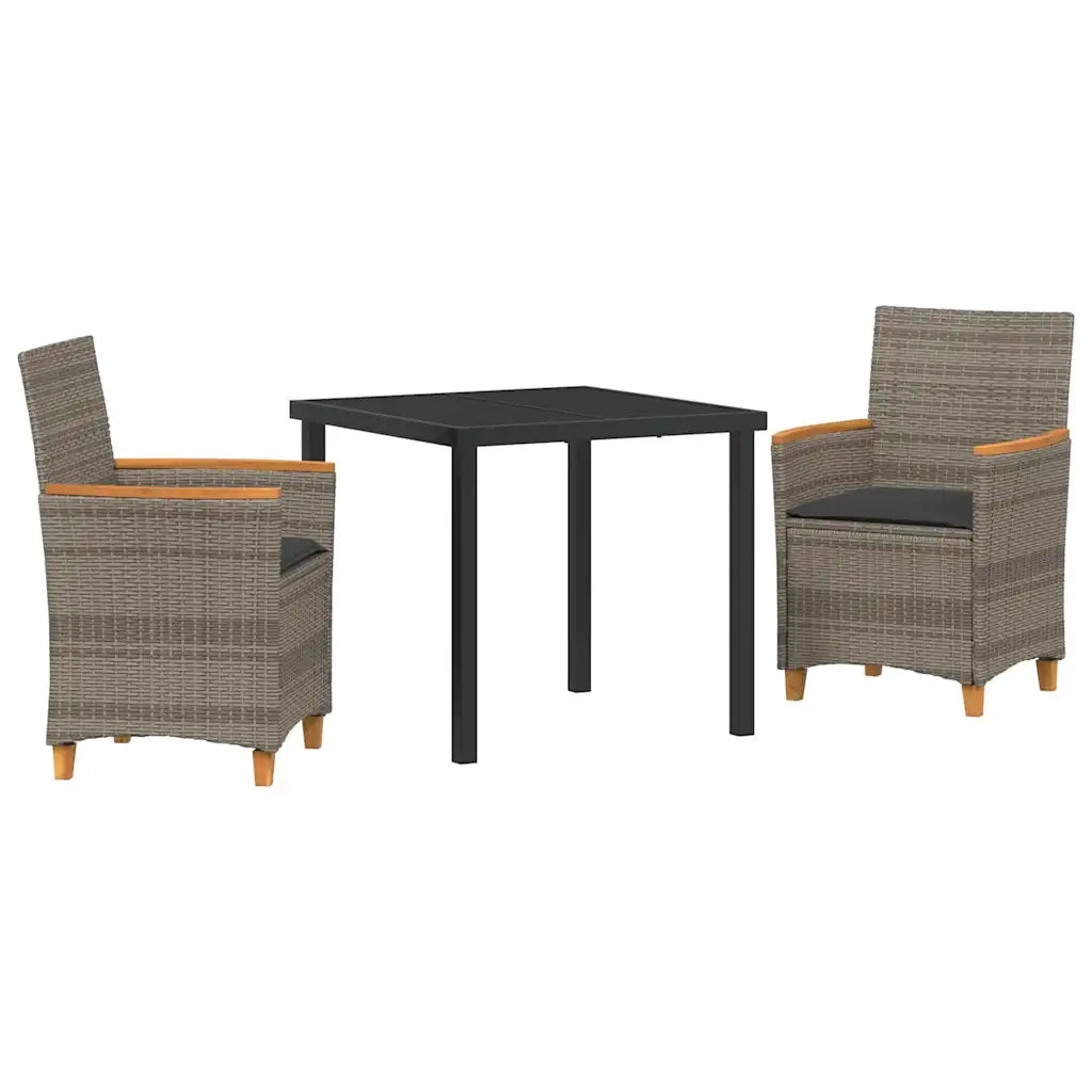 Set da Pranzo per Giardino 3 pcs Grigio polyrattan 3381093