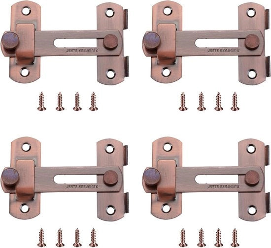 Sistema di Blocco di Sicurezza, Set a 4 pezzi per Cardini in Acciaio Inox, Cardini di Sicurezza per Finestre, Armadi e Porte in Rame Rosso