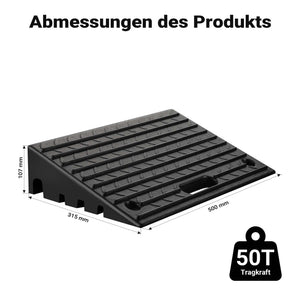 Rampa in gomma per marciapiedi e cordoli 500 x 315 x 107mm max 50 t antiscivolo, impilabile