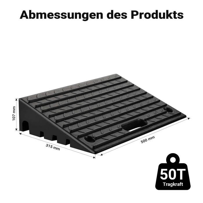 Rampa in gomma per marciapiedi e cordoli 500 x 315 x 107mm max 50 t antiscivolo, impilabile