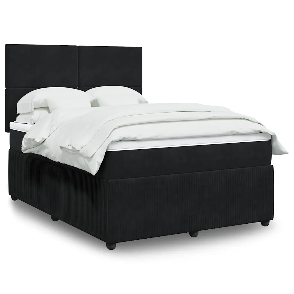 vidaXL Giroletto a Molle con Materasso Nero 140x190 cm in Velluto